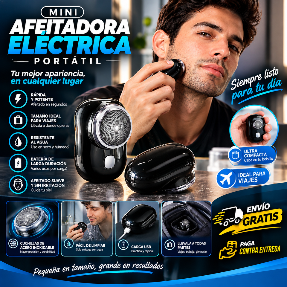 ⚡ Mini Afeitadora Eléctrica Portátil | Compacta, Potente y Sin Esfuerzo | 🚚 Envío GRATIS + 💵 Pago Contra Entrega